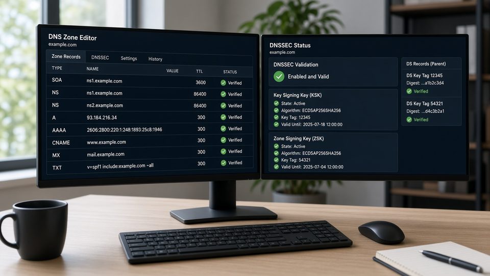 DNS zone and DNSSEC management workspace